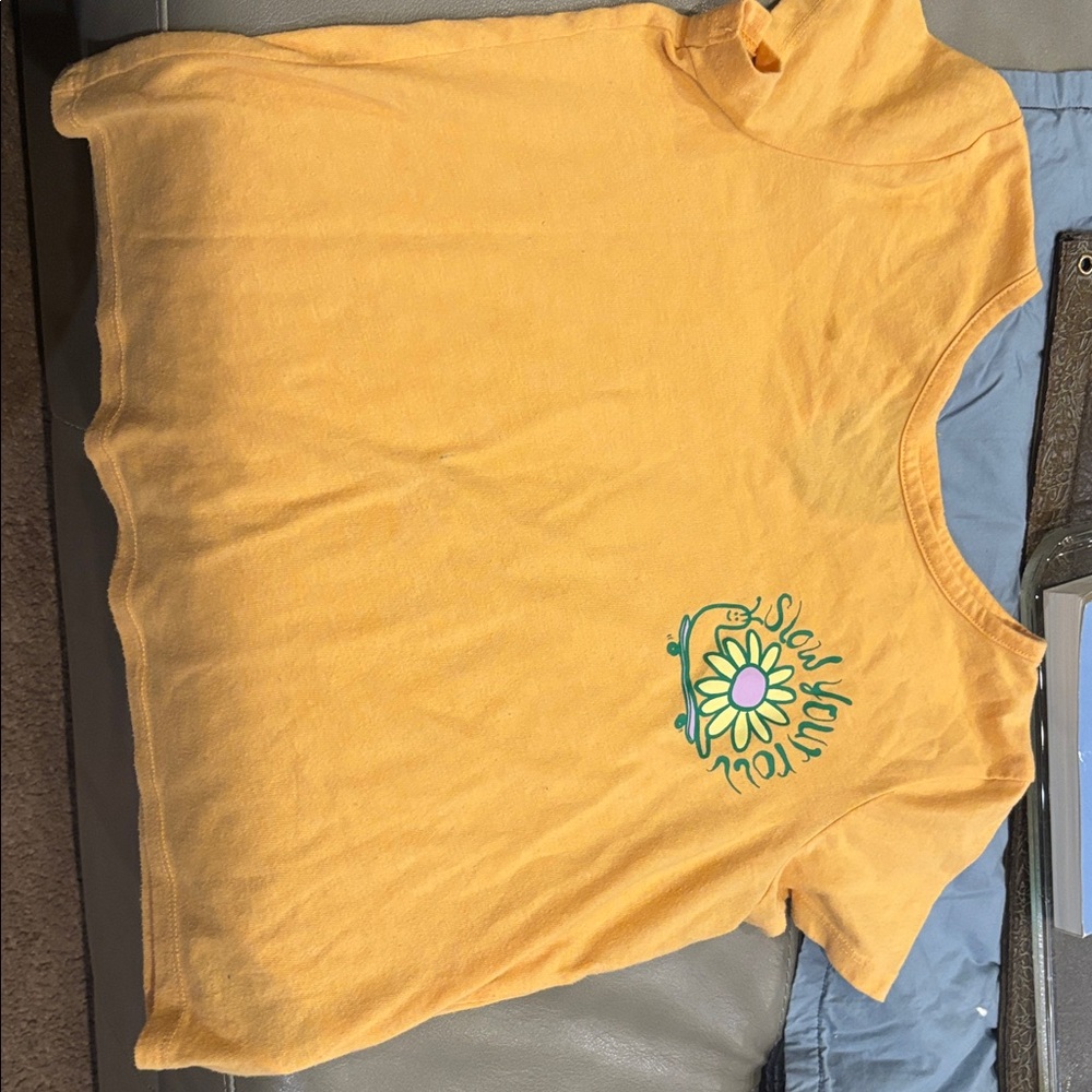 Old Navy Mustard Tee with Green Graphic